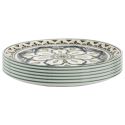Set de 6 assiettes plates en porcelaine vert mandala (Ø26cm)
