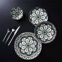 Set de 6 assiettes plates en porcelaine vert mandala (Ø26cm)