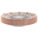 Set de 6 assiettes plates en porcelaine orange mandala (Ø26cm)