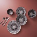 Set de 6 assiettes plates en porcelaine orange mandala (Ø26cm)