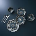 Set de 6 assiettes à dessert en porcelaine bleu mandala (Ø19cm)