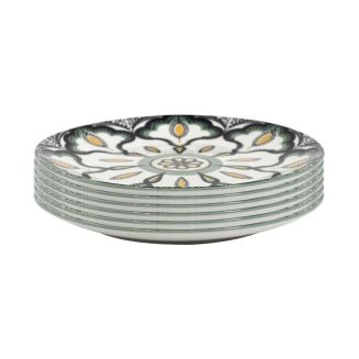 Set de 6 assiettes à dessert en porcelaine vert mandala (Ø19cm)