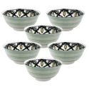 Set de 6 bols en porcelaine vert mandala (Ø15cm)
