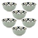 Set de 6 bols en porcelaine vert mandala (Ø12cm)