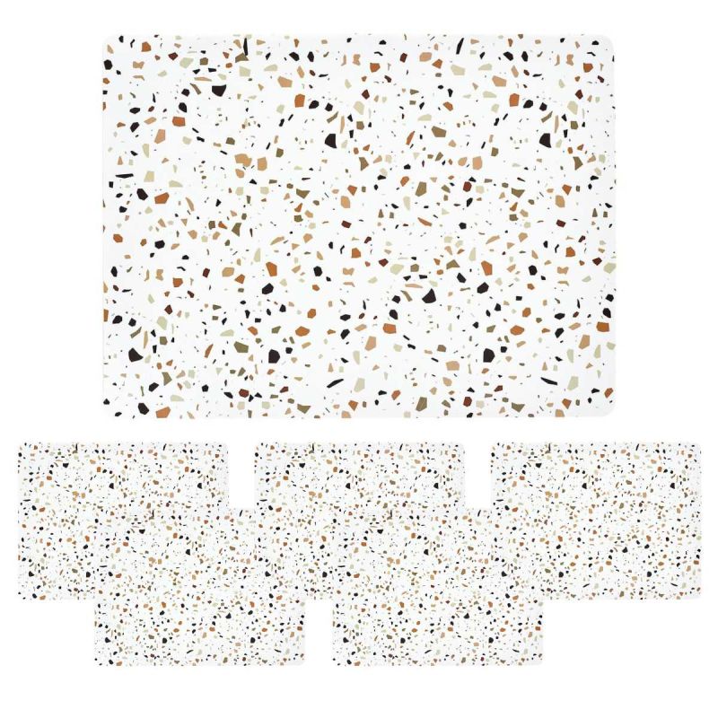 Ensemble de 6 sets de table en plastique effet terrazzo(40x30cm) Ensemble de 6 sets de table en plastique effet terrazzo(40x30cm)