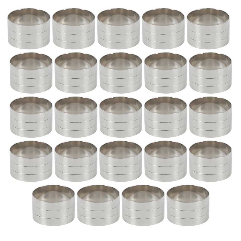 Set de 24 ronds de serviette en métal argenté Set de 24 ronds de serviette en métal argenté