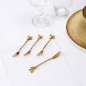 Set de 4 fourchettes à dessert dorées en acier inoxydable style feuilles