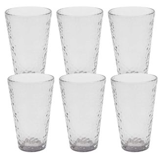 Set de 6 verres 34cl en verre martelé gris fumé