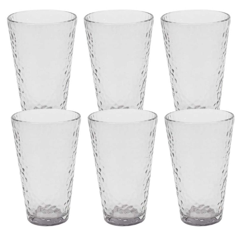 Set de 6 verres 34cl en verre martelé gris fumé Set de 6 verres 34cl en verre martelé gris fumé