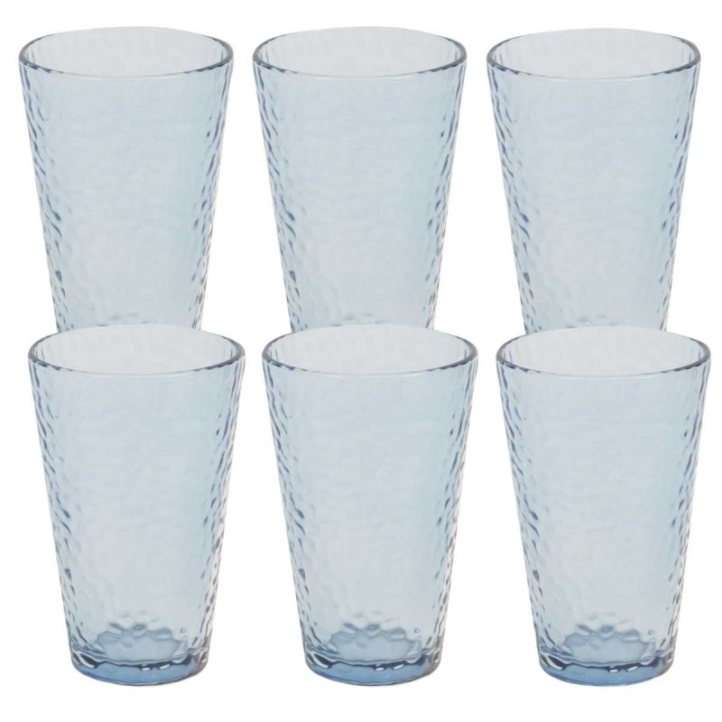 Set de 6 verres 34cl en verre martelé bleu fumé Set de 6 verres 34cl en verre martelé bleu fumé