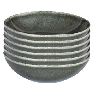 Set de 6 assiettes creuses en céramique au grés du temps vert (Ø18,7cm) - MAKA