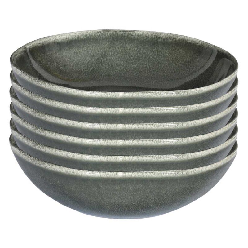Set de 6 assiettes creuses en céramique au grés du temps vert (Ø18,7cm) - MAKA Set de 6 assiettes creuses en céramique au grés du temps vert (Ø18,7cm) - MAKA