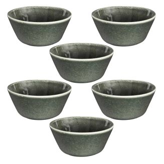 Set de 6 bols en céramique au grés du temps vert (Ø15cm) - MAKA