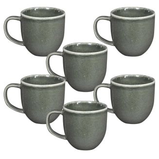 Set de 6 mugs en céramique au grés du temps vert (30cl) - MAKA
