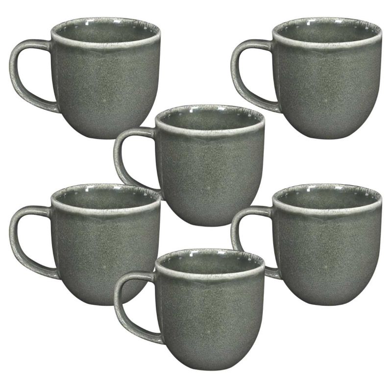 Set de 6 mugs en céramique au grés du temps vert (30cl) - MAKA Set de 6 mugs en céramique au grés du temps vert (30cl) - MAKA