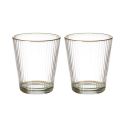 Set de 2 verres 30cl en verre avec stries et liseré doré