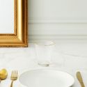Set de 2 verres 30cl en verre avec stries et liseré doré
