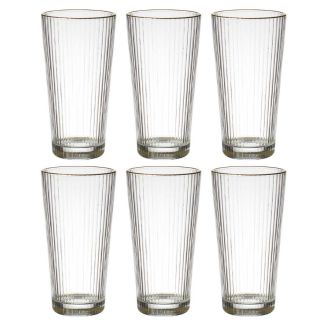 Set de 6 verres 40cl en verre avec stries et liseré doré