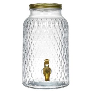 Fontaine à boisson en verre 6L motif diamant avec robinet