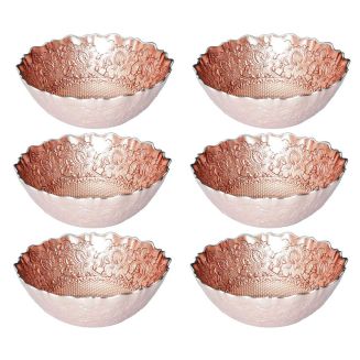 Set de 6 bols en verre motif ethnique teinte cuivre (Ø15 cm)