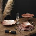 Set de 6 assiettes à dessert en verre motif ethnique teinte cuivre (Ø21 cm)
