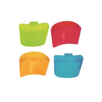 Set de 4 reposes sachets de thé suspendus en plastique coloré (vert, bleu, orange, rouge)