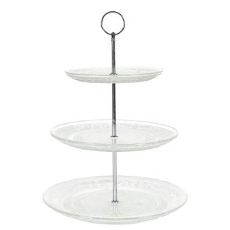 Plateau décoratif en verre à 3 niveaux (Ø25, 20 et 15 cm)