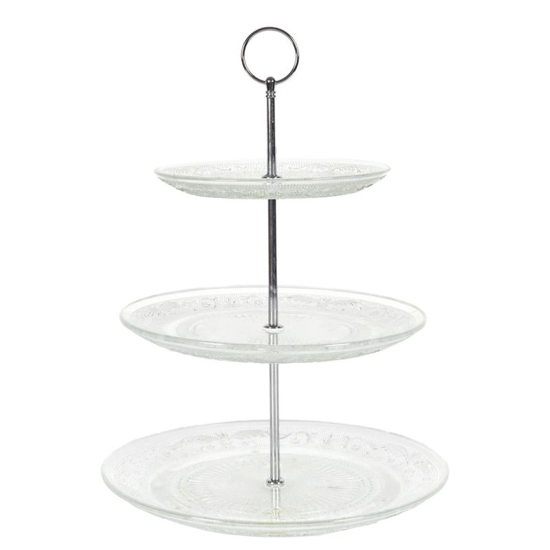 Plateau décoratif en verre à 3 niveaux (Ø25, 20 et 15 cm) Plateau décoratif en verre à 3 niveaux (Ø25, 20 et 15 cm)