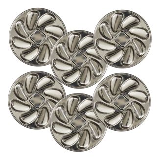 Set de 6 assiettes à huîtres en acier inoxydable argenté (8 huitres)