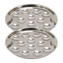 Set de 2 assiettes à escargots en acier inoxydable argenté (12 escargots)
