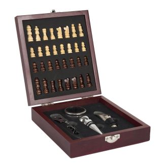 Coffret de vin 4 accessoires avec échiquier
