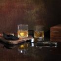Coffret whisky 10 accessoires (2 verres, pince de service, 6 glaçons inox) style gentleman