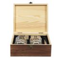 Coffret whisky 10 accessoires (2 verres, pince de service, 6 glaçons inox) style gentleman