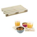 Set de 4 dessous de verre en forme de palette en bois de pin naturel