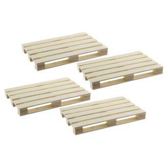 Set de 4 dessous de verre en forme de palette en bois de pin naturel