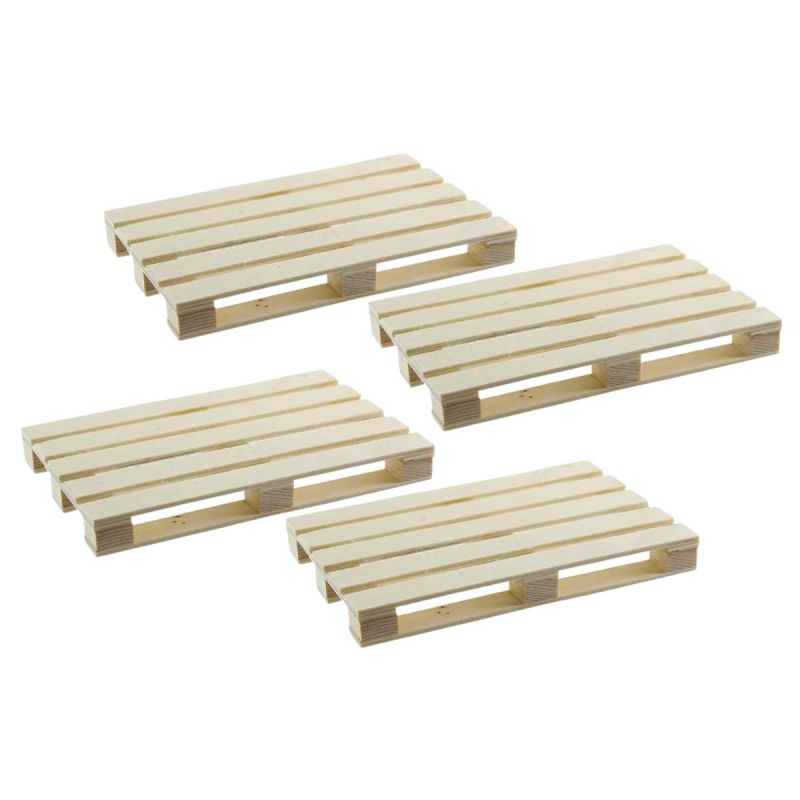 Set de 4 dessous de verre en forme de palette en bois de pin naturel Set de 4 dessous de verre en forme de palette en bois de pin naturel