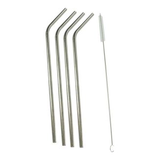 Set de 4 pailles H25cm inox réutilisables avec goupillon de nettoyage
