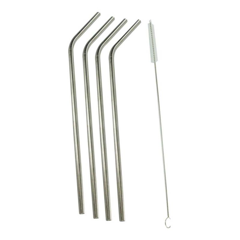 Set de 4 pailles H25cm inox réutilisables avec goupillon de nettoyage