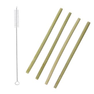 Set de 4 pailles en bambou réutilisables avec goupillon de nettoyage