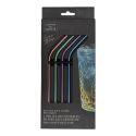 Set de 4 pailles inox colorées réutilisables avec goupillon de nettoyage