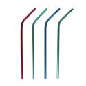 Set de 4 pailles inox colorées réutilisables avec goupillon de nettoyage