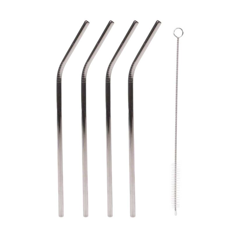 Set de 4 pailles H21,5cm inox réutilisables avec goupillon de nettoyage