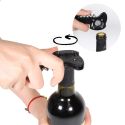 Tire-bouchon multifonction 3 en 1 en inox et plastique noir