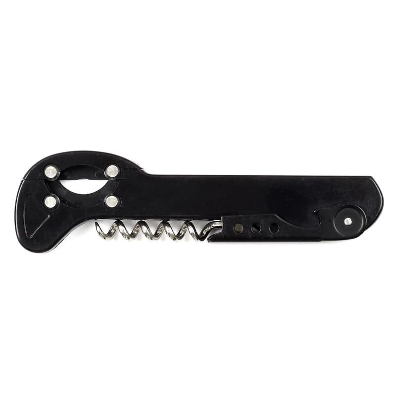 Tire-bouchon multifonction 3 en 1 en inox et plastique noir