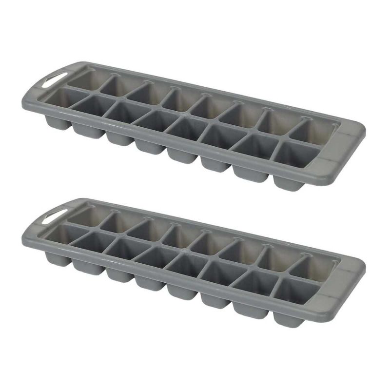 Set de 2 Moules gris à glaçons cubes capacité 16 glaçons en polypropylène Set de 2 Moules gris à glaçons cubes capacité 16 glaçons en polypropylène