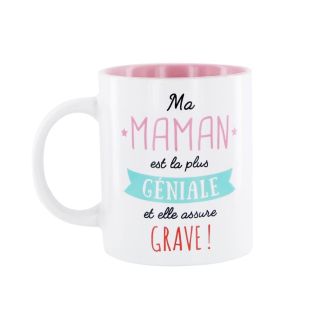 Mug 30 cl en céramique blanc avec message "ma maman est la plus géniale"