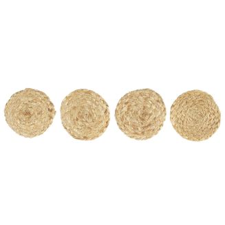 Set de 4 dessous de verre ronds tressés en jute naturel (Ø10cm)