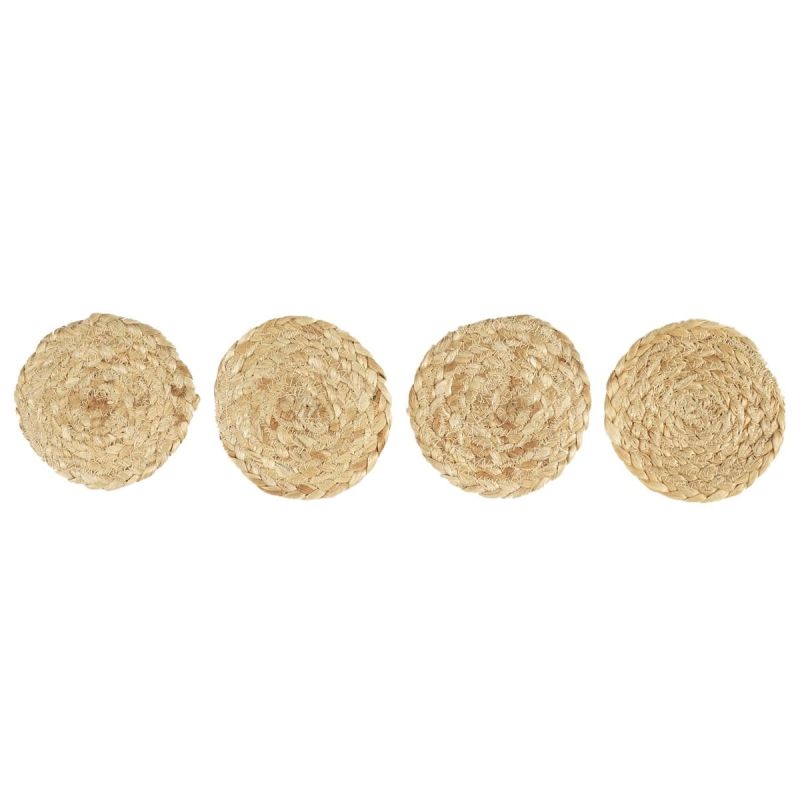 Set de 4 dessous de verre ronds tressés en jute naturel (Ø10cm) Set de 4 dessous de verre ronds tressés en jute naturel (Ø10cm)