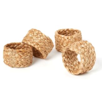 Set de 4 ronds de serviettes tressés en jute naturel (Ø4cm)