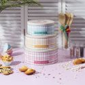 Set de 3 boîtes de rangement en métal pour pâtisseries à carreaux pastel